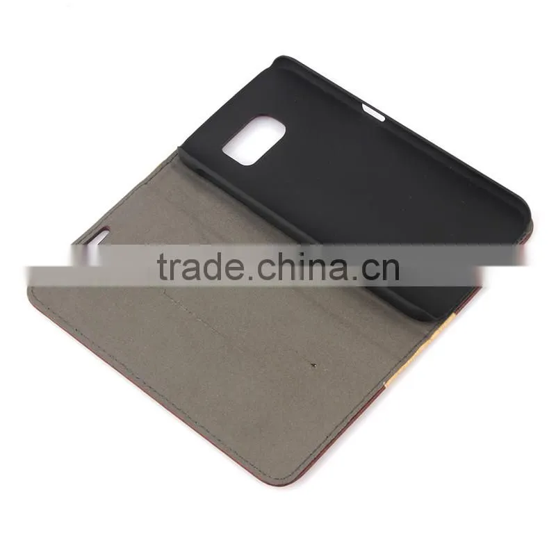 Nature wood grain PU card bumper/pocket cell phone case for Samsung
