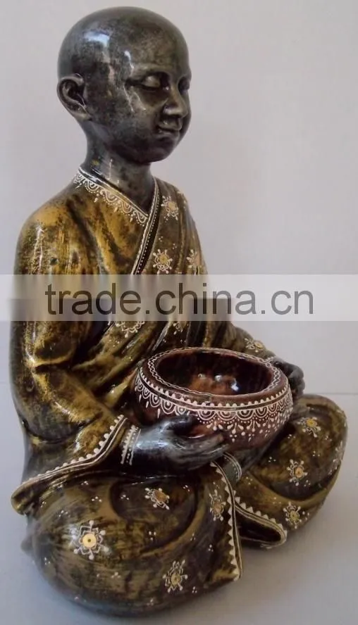 Antique resin golden monk Statue