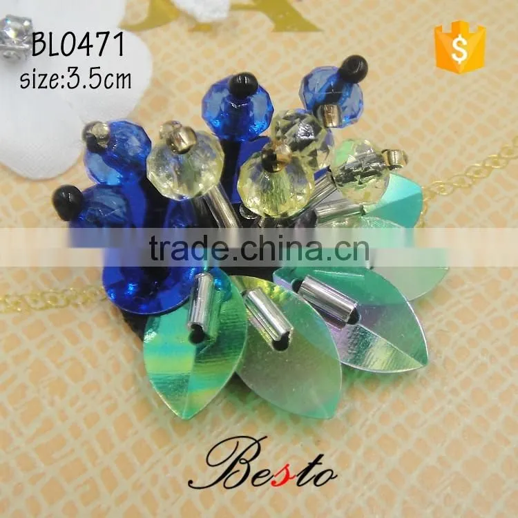 Factory wholesale decorative mixed color bead center flower sequin applique for lady dress