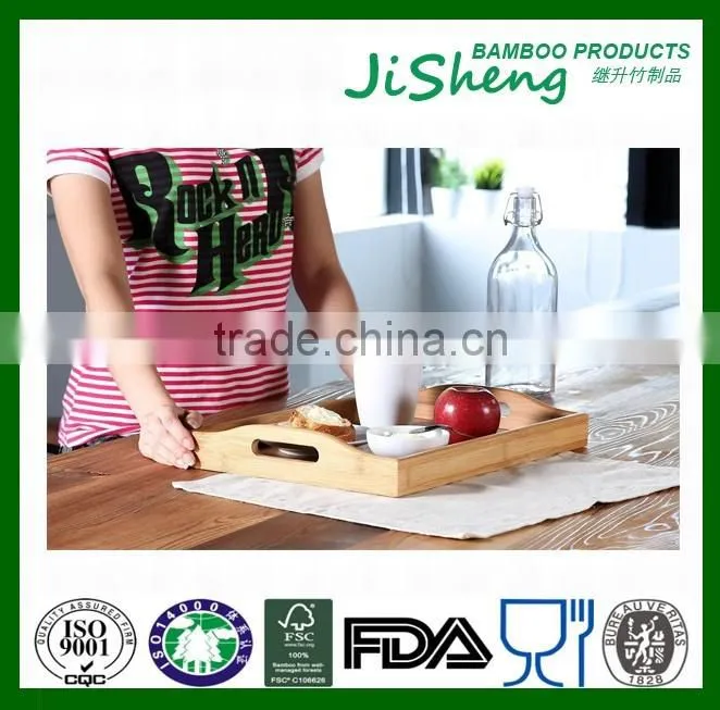 Eco-friendly Top Quality bamboo food serving tray with handles