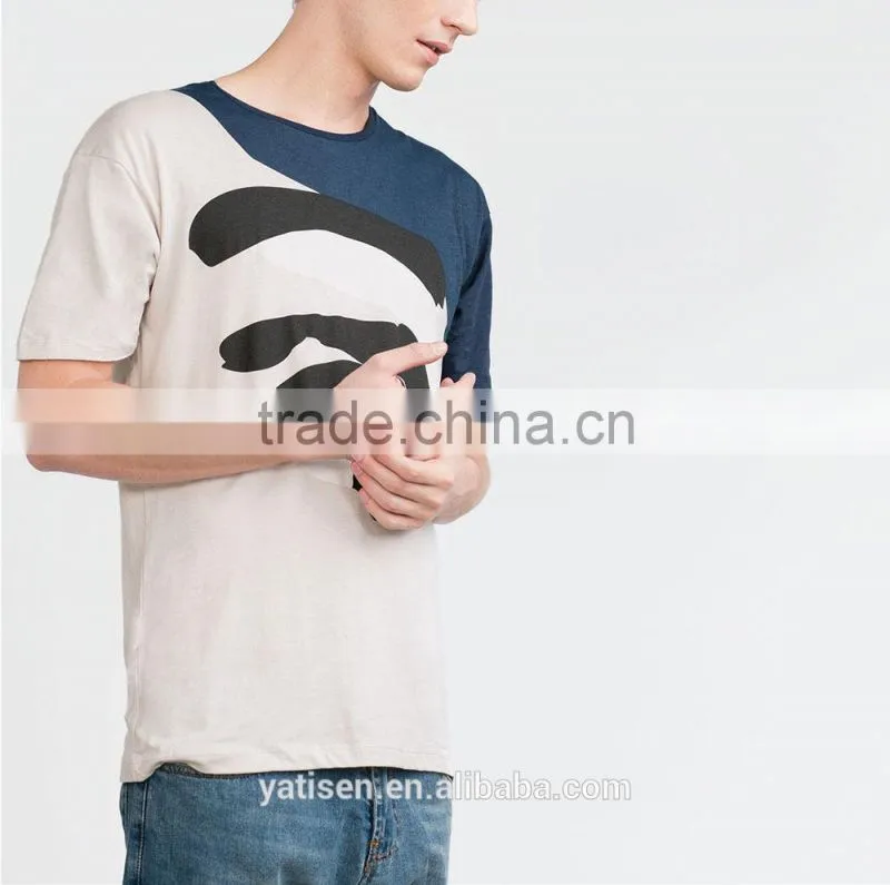Short sleeved Round neck man T-shirt with face printed blend fine jersey mens o-neck eco t shirt