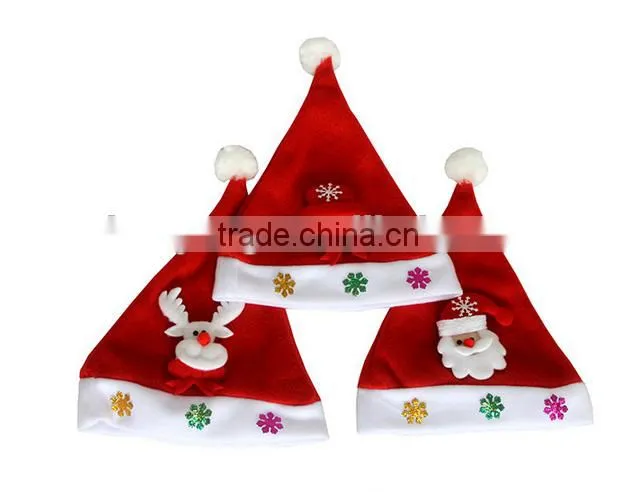 Custom Festival Decoration Silk Printing Christmas Santa Claus Hat For Kids