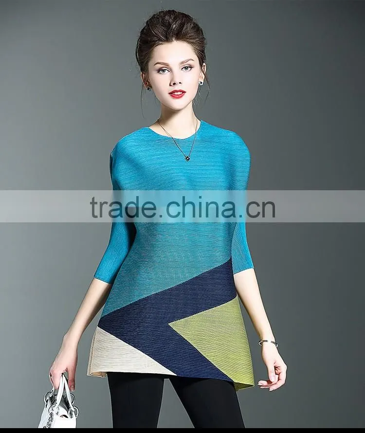 Latest new womens big yards loose contrast color fold dress