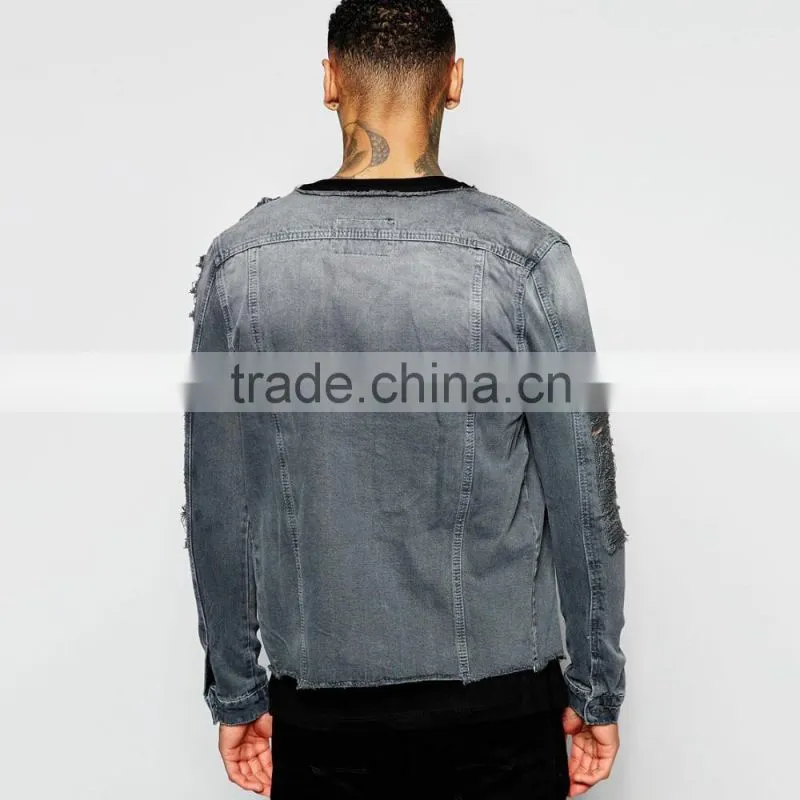 cool ripped cheap windbreaker jacket with button for men 2016