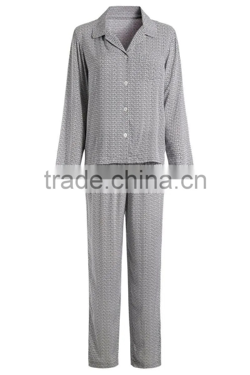 Printed button up pictures of women in sleepwear