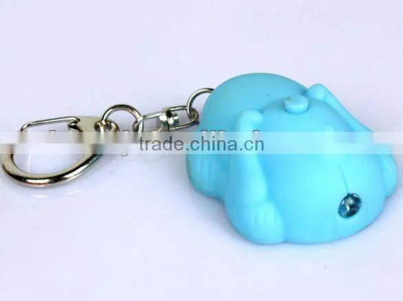 Dog LED light keychain promotion gift with sound printed logo