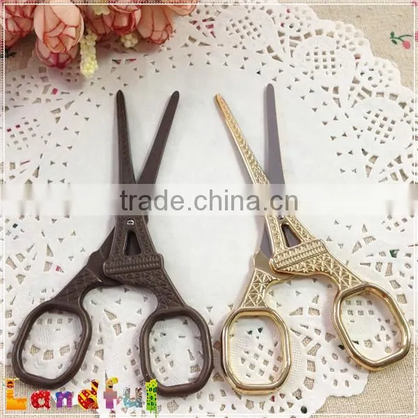 Vintage Zakka Handicraft Sewing Gold Craft Eiffel Tower Scissors