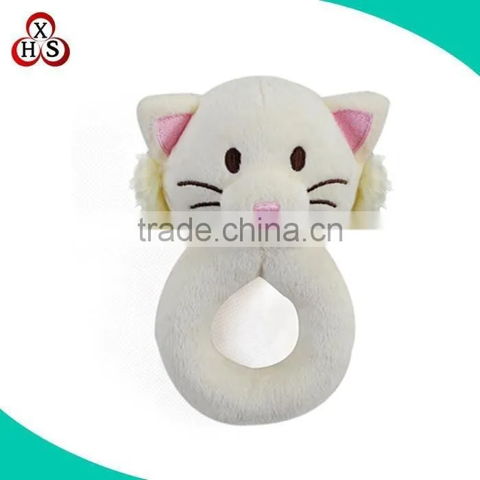 Custom cute soft plush rattle ball infant soft baby rattle toy