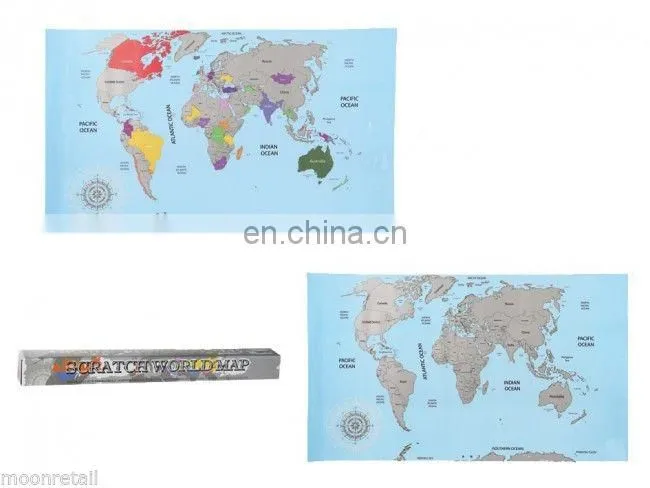 ScRATCH OFF ATLAS World Map Globe Countries Travel Log Poster Journal Accessory SG005
