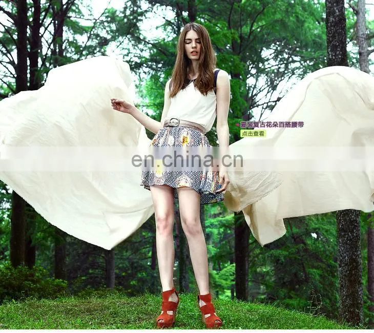 Roral Fashion Sleeveless Top Mini Skirt Summer Latest Unique Lady 2Pieces Dress Suit