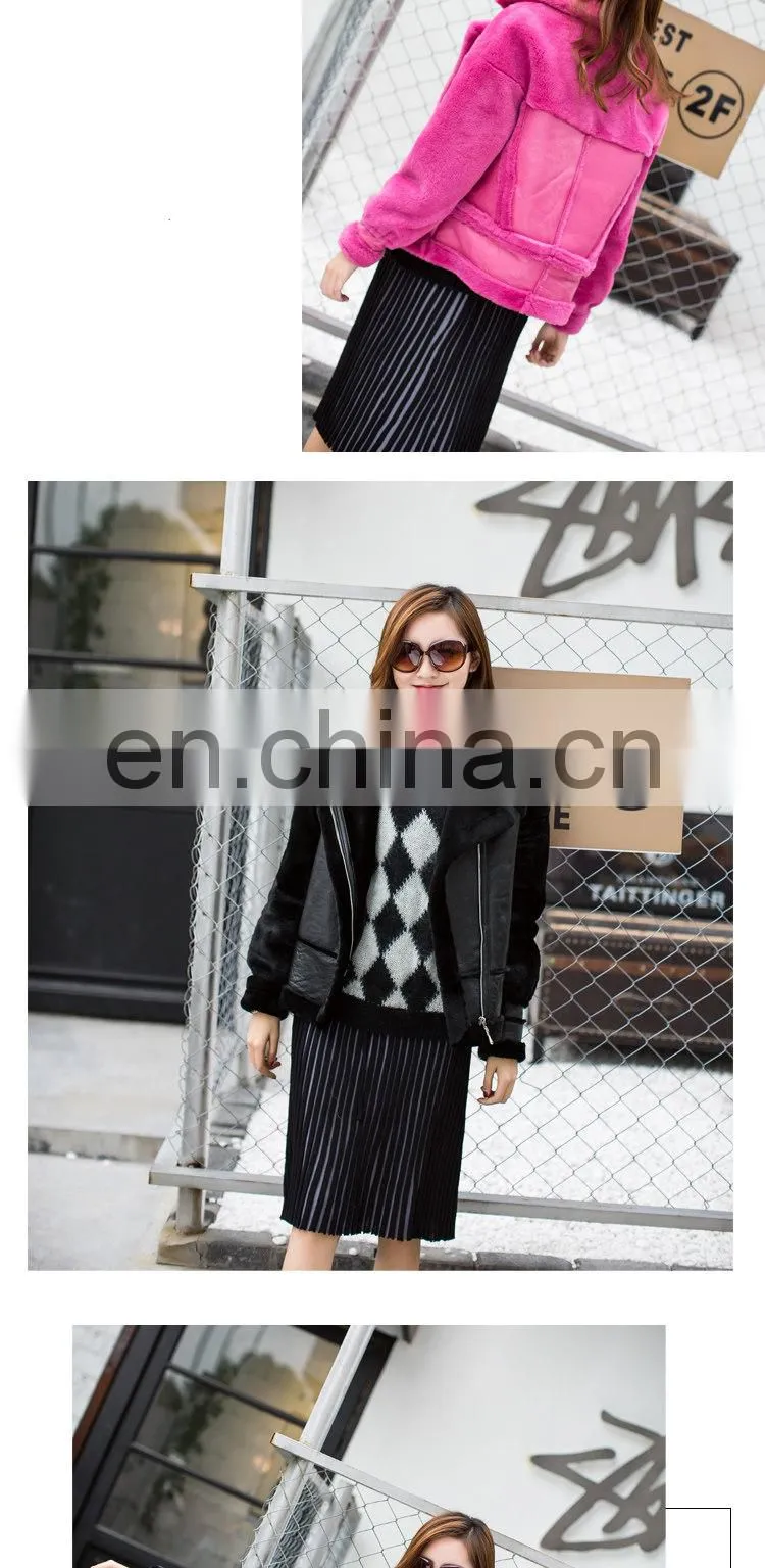 2016 Fashion Women Genuine Sheep Fur Jacket Shearling Sheepskin Coat