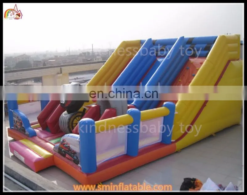 Inflatable slide, inflatable car race theme slide for outdoor