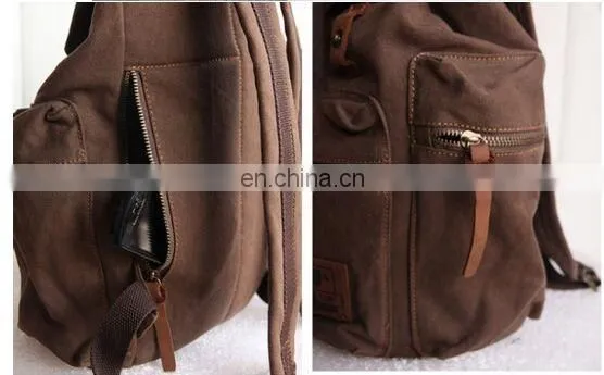 School bag 2015 hot new design style factory price Vintage Canvas Backpack Rucksack School Bag Satchel Hiking Shoulder Bag