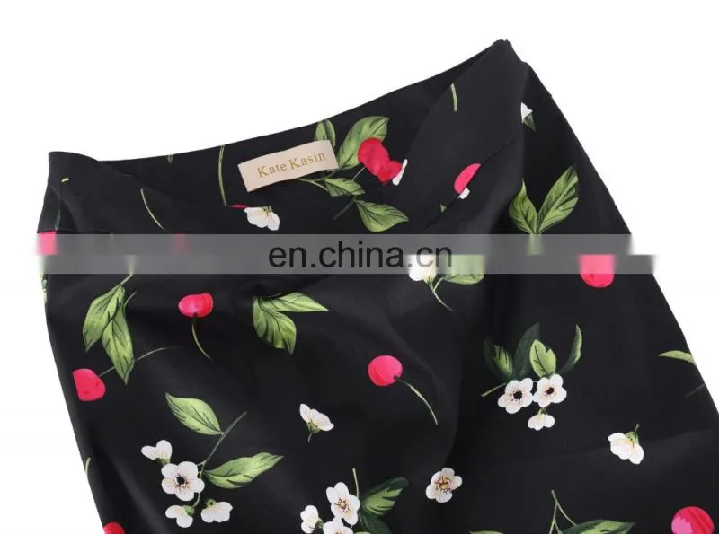 Kate Kasin Occident Women Fashion OL Causal Hips-Wrapped Mermaid Floral Print Tight Pencil Skirt KK000220-2