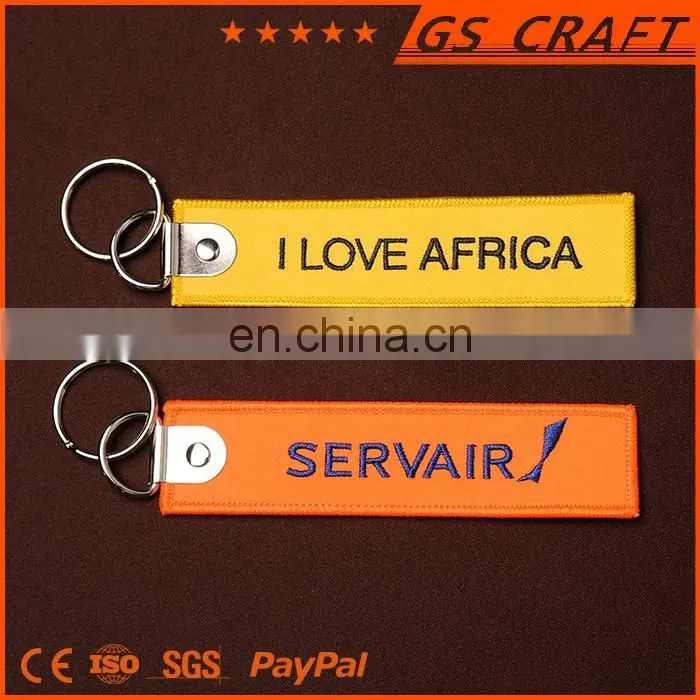 Wholesale promotional high quality embroidery retancgle key chain