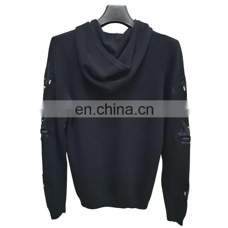 DiZNEW 2019 Streetwear Men's Pullover Hoodies Sweater Embroidered High Quality Sweaters
