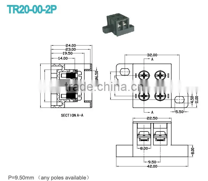 small volume din rail terminal block 180 degree for energy conservation