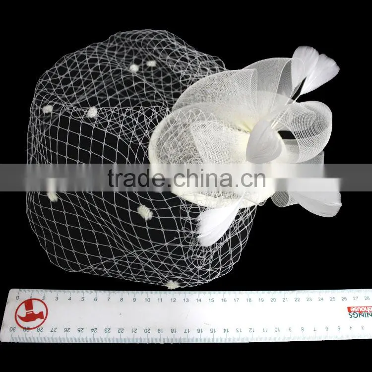 New Arrival Design Black Sinamay Base Fascinator Hat With Veil