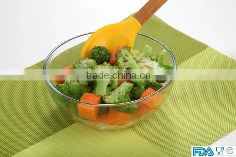 Colorful big size kitchen silicone spoon with wooden handle in FDA LFGB standard