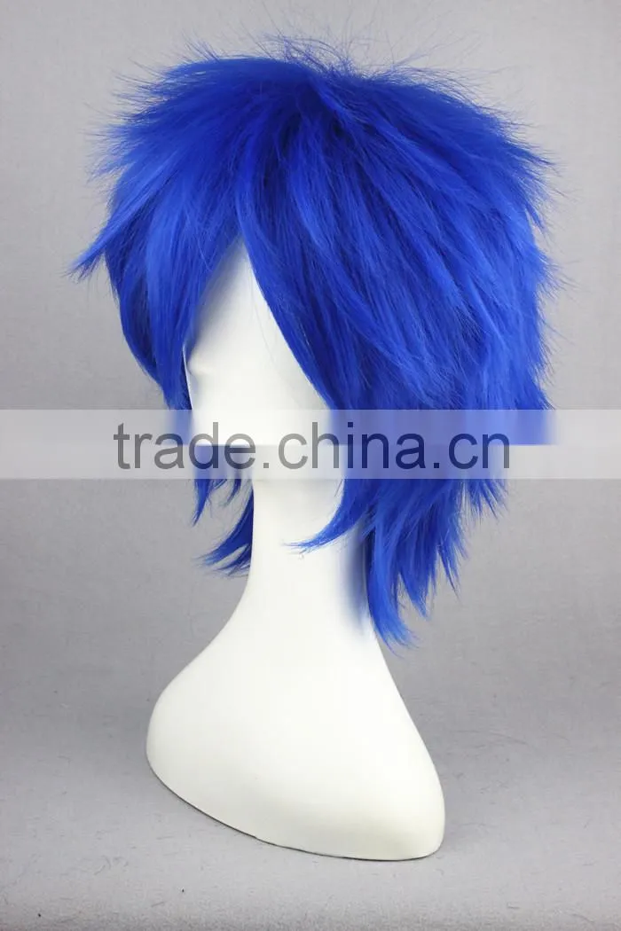 High Quality 35cm Short Straight VOCALOID kaito Wig Blue Synthetic Anime Wig Cosplay Hair Wigs Party Wig