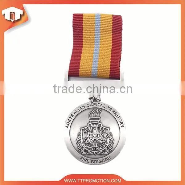 Custom honor souvenir sliver medal with ribbon
