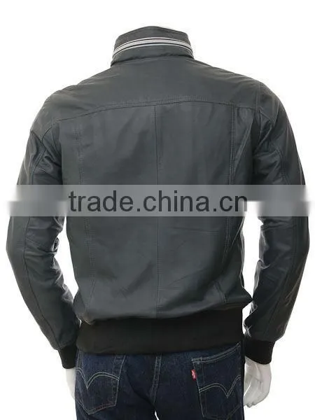 black distressed mens biker style leather jacket faded seam