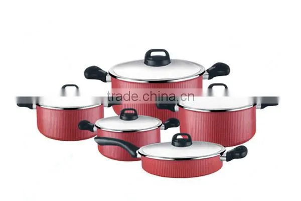 10 pcs strip design cookware sets including of casserole and frying pan