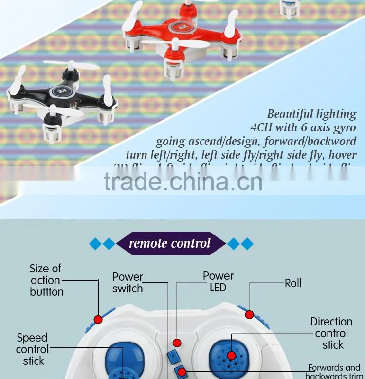 2015 New arrive 2.4G 4 CH 6-Axis Gyro mini rc quadcopter With Led Light RC UFO VS CX-10