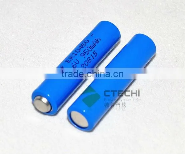 Primary lithium batteries Li-SOCl2 Energy type AAA size 3.6V 950mah ER10450