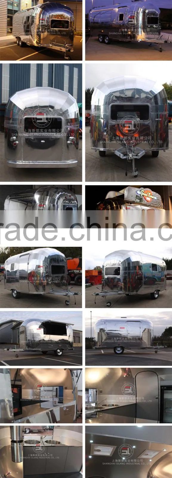 SLUNG SL-6S mobile food trucks Catering Trailer Stainless steel food truck Mechanical brake configuration
