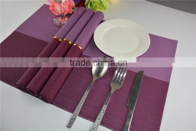 2015 new fashion swallow Gird PVC placemat modern purple plastic square restaurant tableware bowl pad table mat
