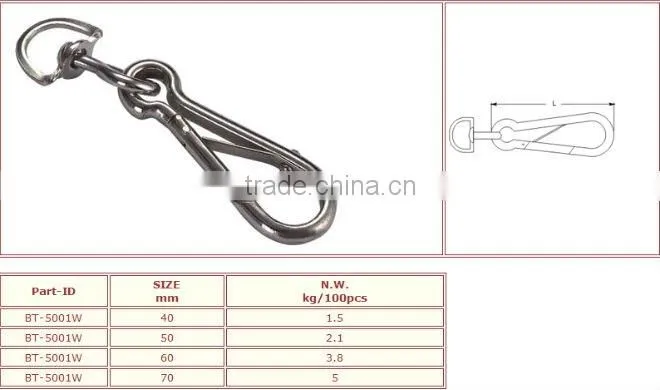 Nickel Plated Smplex Hook With Swivel Ring BT-5001 In Rigging Snap Hook