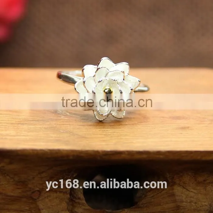 Fashion Jewelry Type 925 Sterling Silver Coral Flower Wedding Rings Wholesale Korea Jewelry