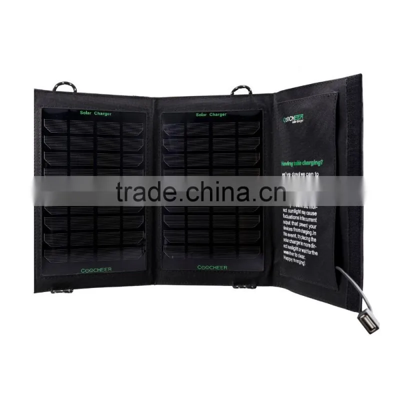 CooCheer 7W Solar Charger with USB Port (Foldable, Portable, High Technology) AM000077