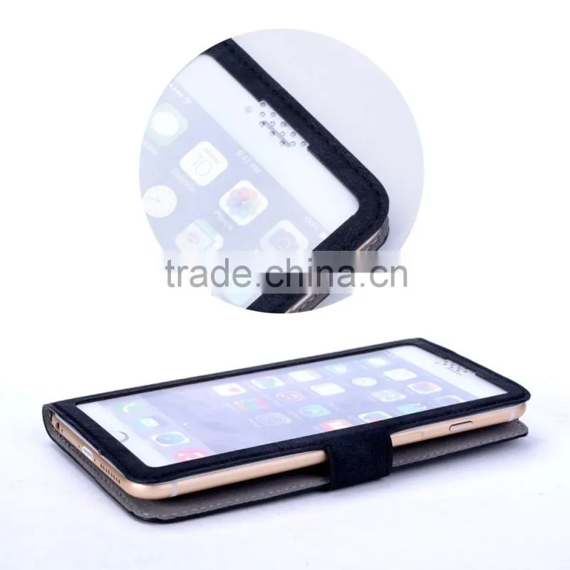 Durable Mobile Phone Leather Universal Case with Big View Window