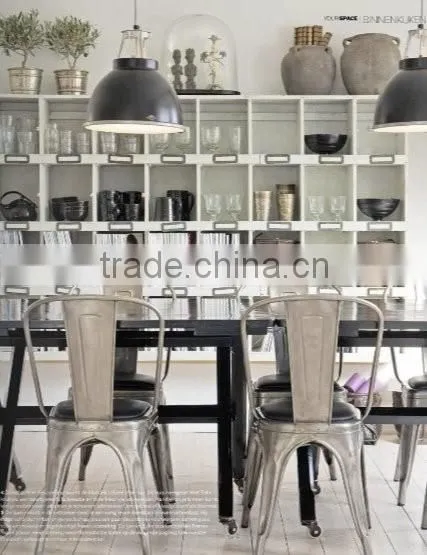 Colorful industrial vintage simple design metal dining chair in restaurant