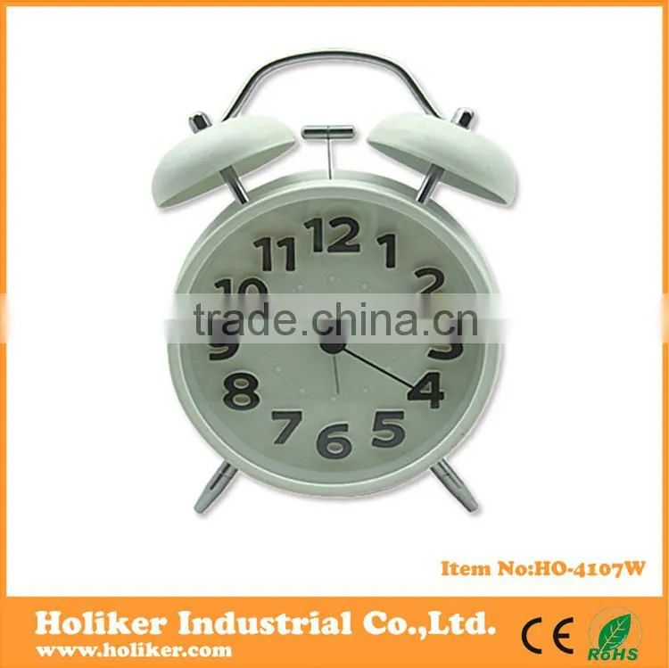 lovely metal twin bell alarm desk clock with logo