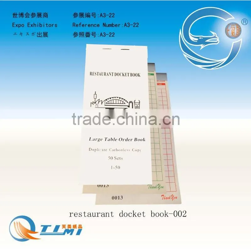 restaurant docket book(large table order book),take away docket book,