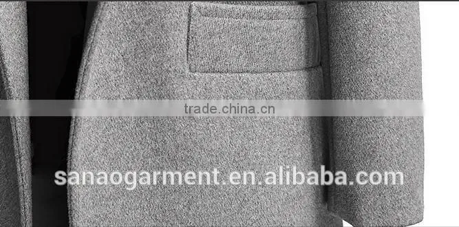 2015 European minimalis mwomen's long wool coat