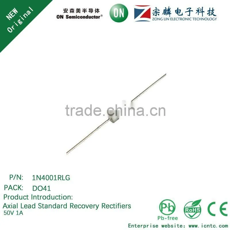 Genuine original 1N4001RLG DO41 Axial Lead Standard Recovery Rectifiers 1A 50V