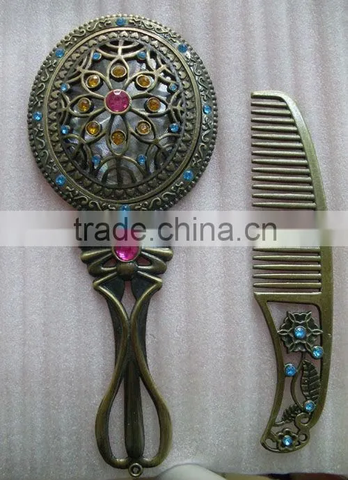 High-end round dual sided compact pocket metal miror with various finishes