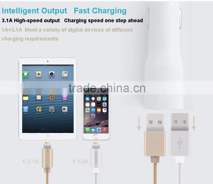 Super Dual portable Quick Car Phone charger Travel Charger Rapid Car Charger Auto Adapter Mobile phones accessories