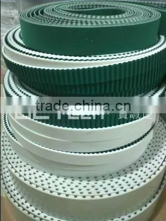Timing belts with fabric on teeth side