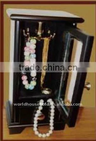 with rotatable hook black wooden jewelry box