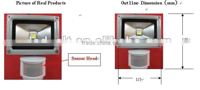 outdoor led flood light with pir sensor10W/20W/30W/50W with CE/RoHS