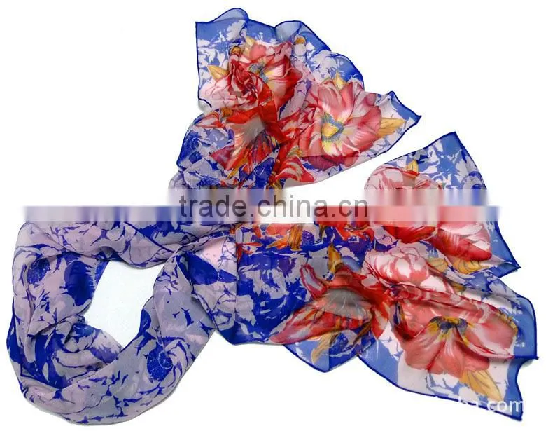 Top Fashion High Quality Pure Silk Ptinted Scarf Customized Scarves Shawl Wraps