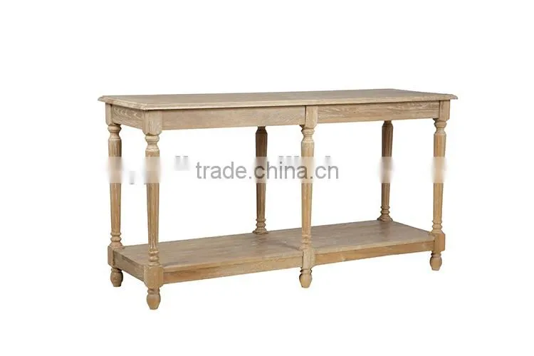 French Style Vintage Oak Wood Side Table