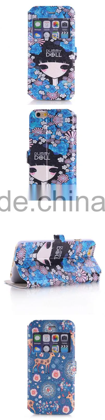 Stand Style Magnet Flip PU Leather Cartoon Paiting Pattern Soft Case For iPhone 6 6S 4.7Inch Wallet Cover for iphone6 phone bags