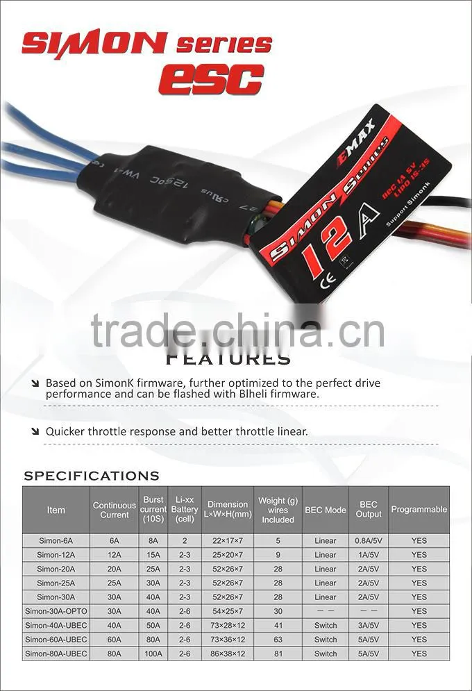 Quadcopter power SetX4 Simonk 12A ESC X4 EMAX 2204-2300KV Elevator Motor