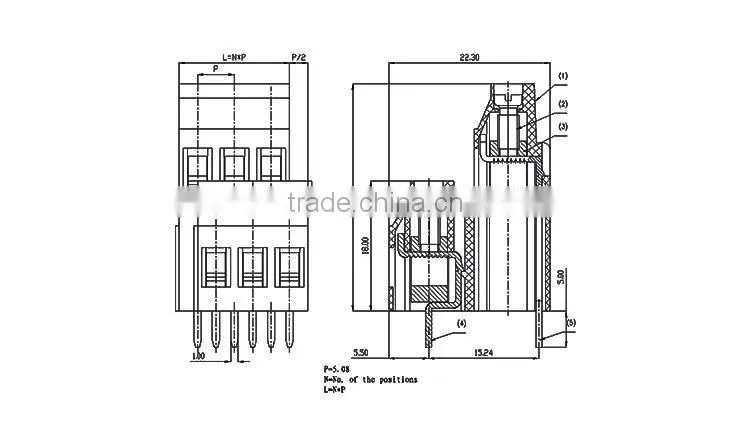 UTL 2016 Highest Demand 5mm Pitch Brass Contact Screw Clamp PCB Terminal Block 0.2mm To 4mm